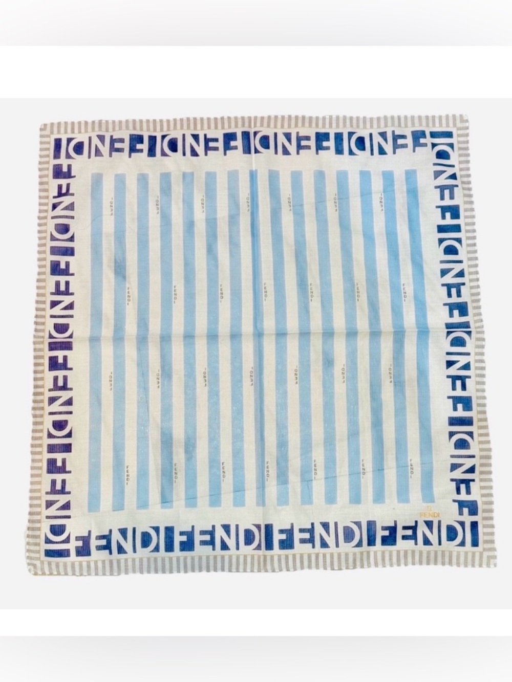 Fendi Vintage Pequin Striped Cotton Scarf